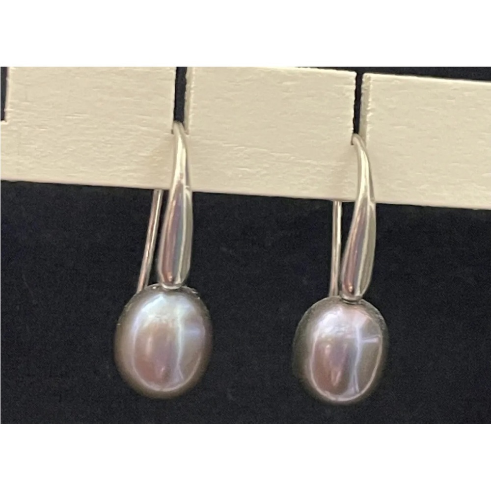 Honara Gray Pearl drop earrings/sterling silver